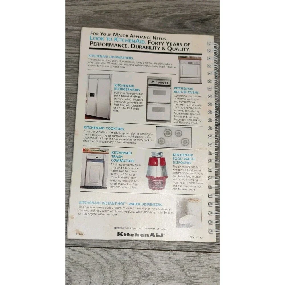 KitchenAid Mixers & Attachments Recipes & Instructions 1992 Spiral-Bound